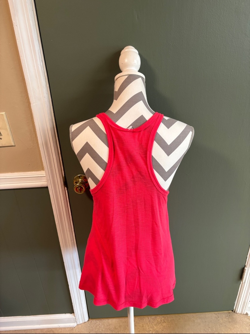 Women's Racerback Tank Top in Bright Red/ Pink - Picture 2 of 2